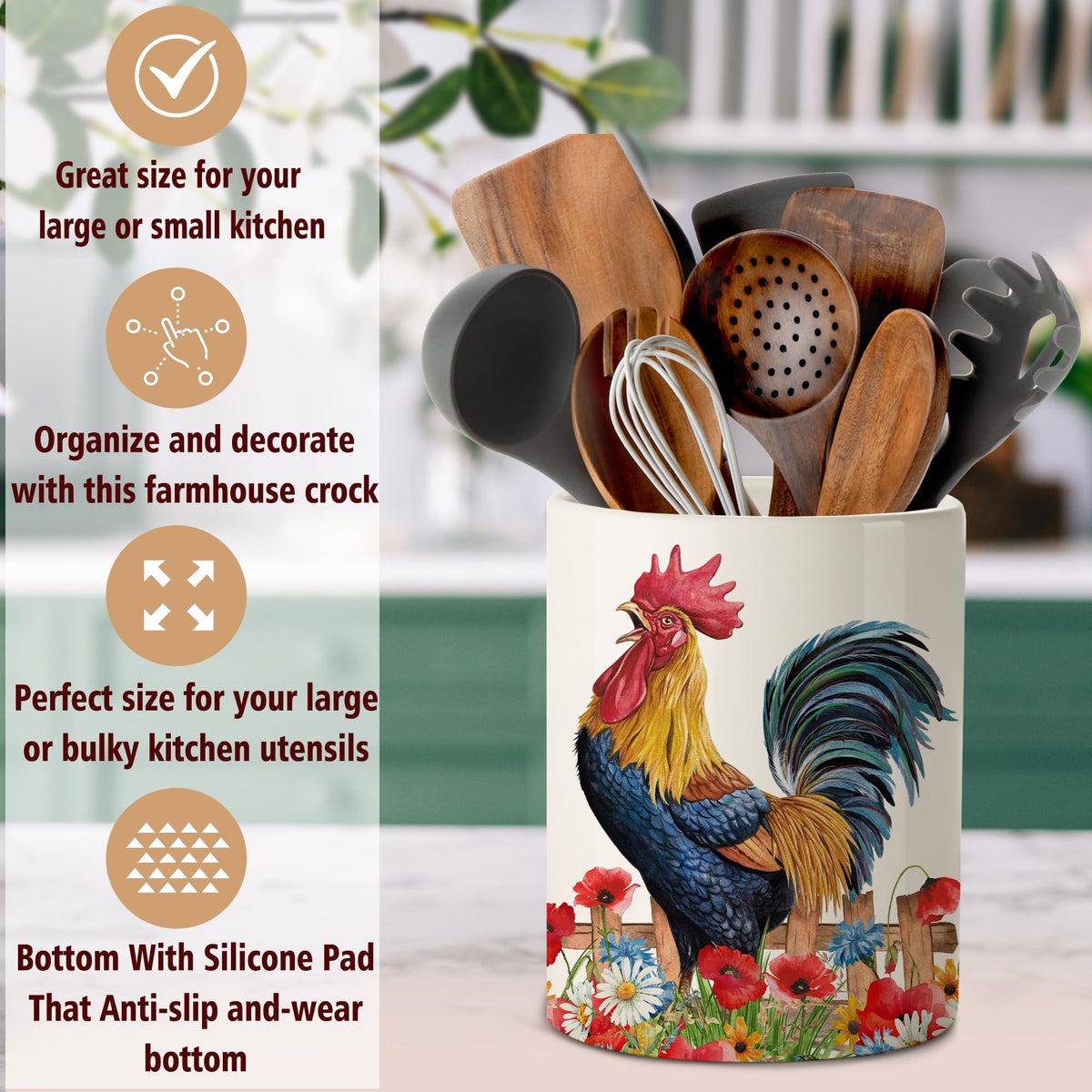 Pinata Rooster Ceramic pattern closeup highlights artisanal charm and decorative appeal.