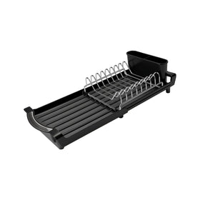 PINCHENG extendable dish drying rack on a compact counter for space saving