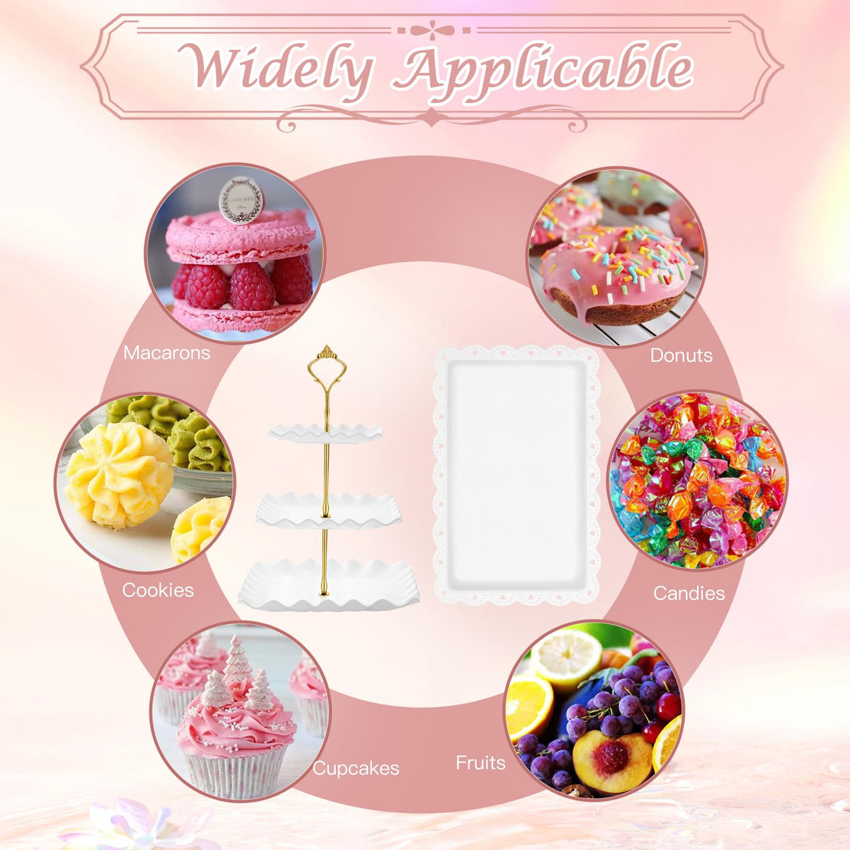 PinCute dessert table display at a tea party for versatile centerpiece setup