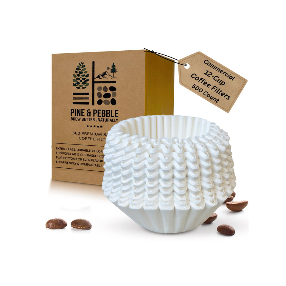 Pine & Pebble 12-cup basket base for consistent, mess-free brewing.