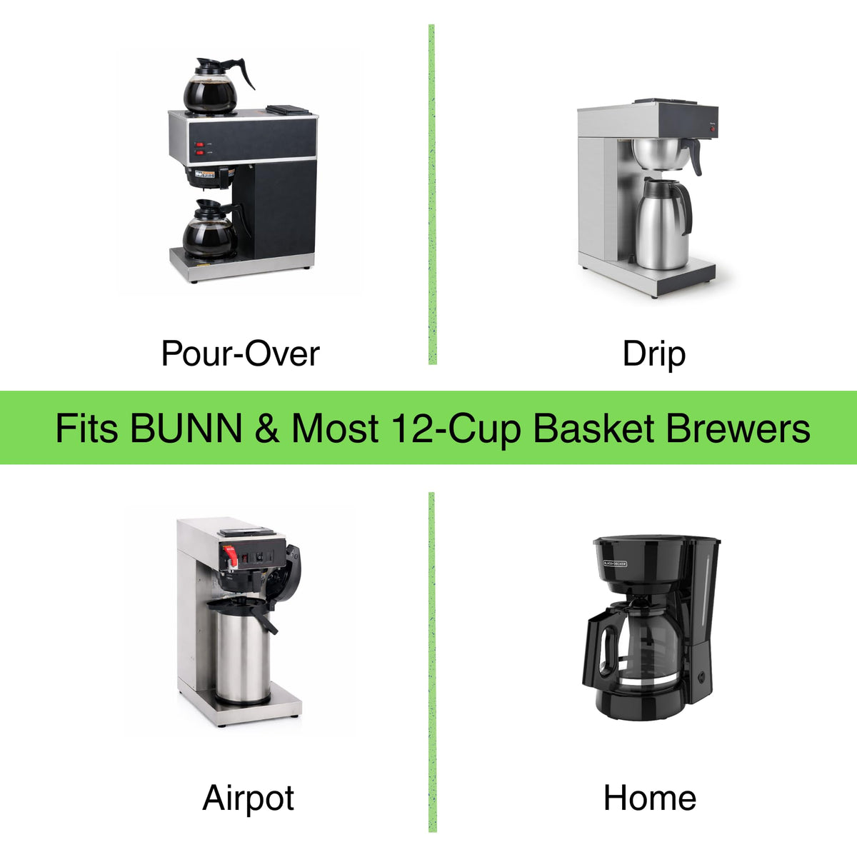 Pine & Pebble tall-walls filter prevents grounds from slipping into the brew.
