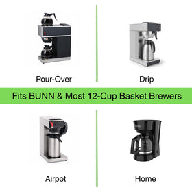 Pine & Pebble tall-walls filter prevents grounds from slipping into the brew.