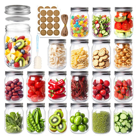 PINIWON 12 oz mason jar with regular mouth and lid for easy canning.