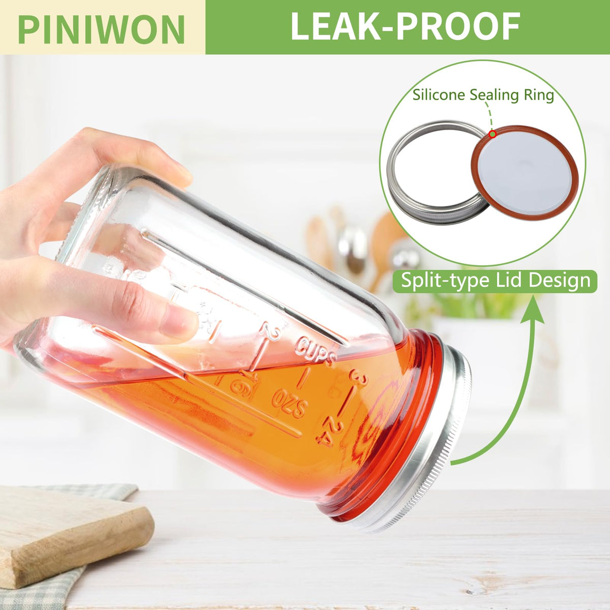 PINIWON clear glass jar, dishwasher-safe (lid not included) for easy cleaning.