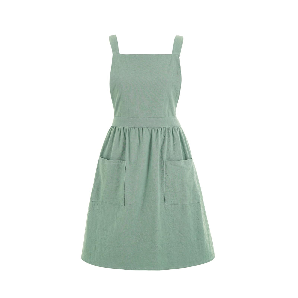 Pinknoke cotton linen pinafore apron with wearable shoulder straps for long lasting comfort.