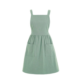 Pinknoke cotton linen pinafore apron with wearable shoulder straps for long lasting comfort.