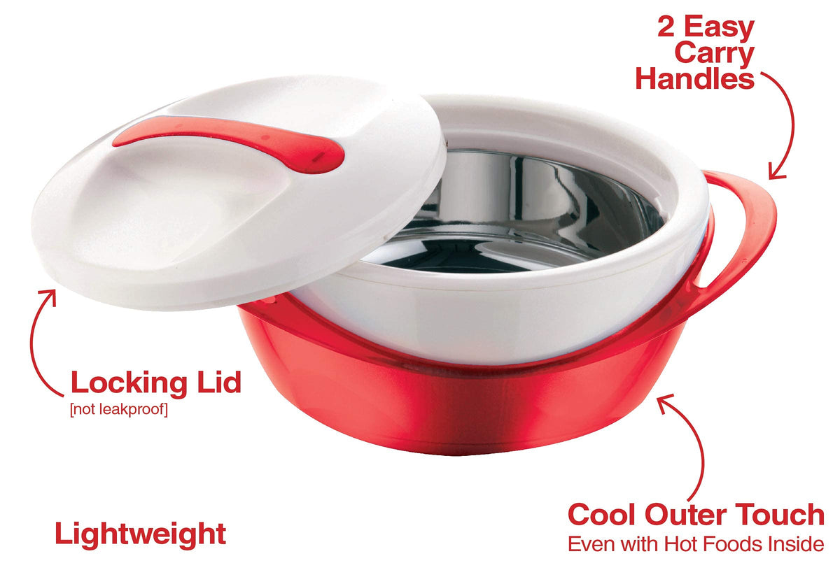 Pinnacle dish with locking lid ensures safe transport and spill prevention.