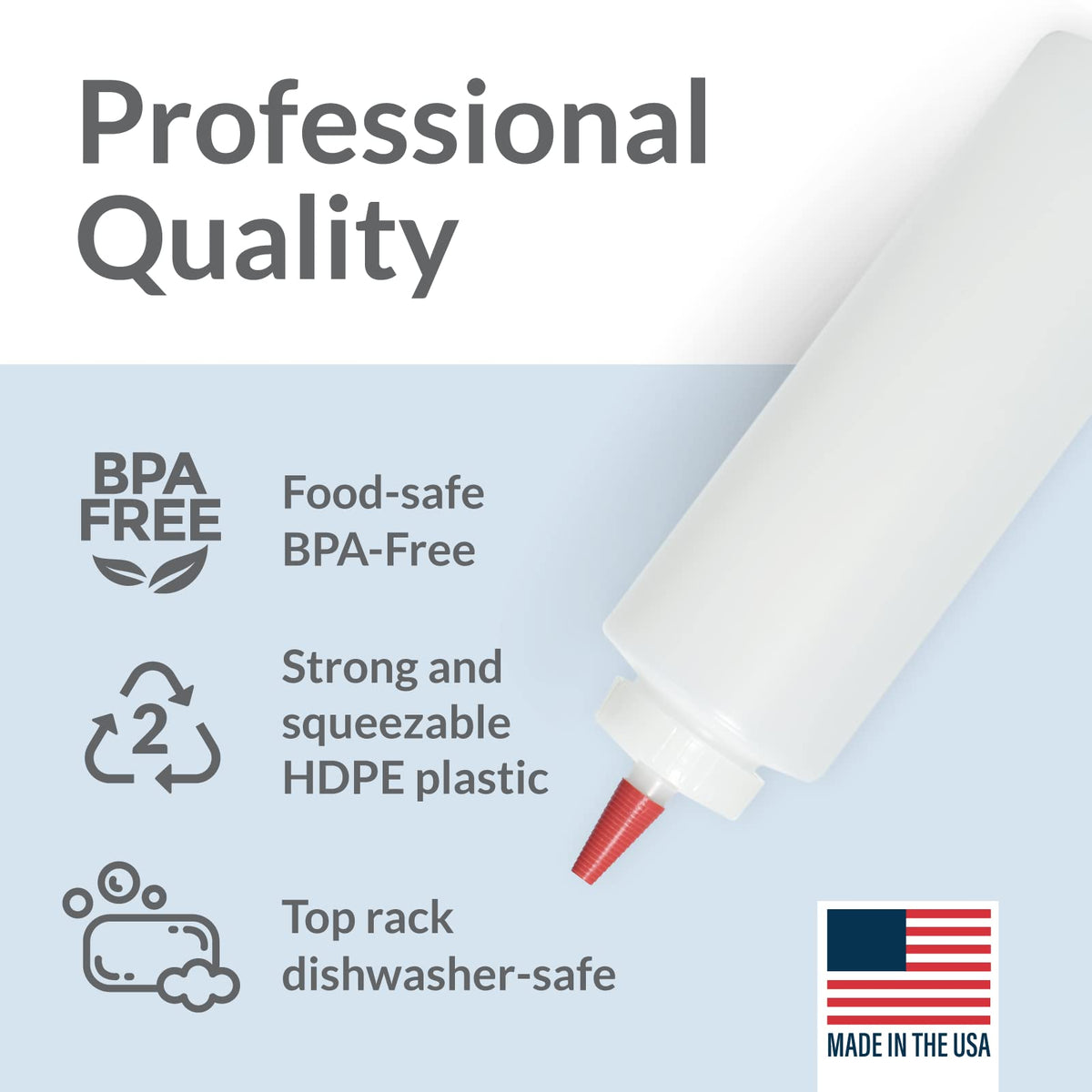 Pinnacle Mercantile BPA-free HDPE bottle keeps sauces safe and odor-resistant during prep.