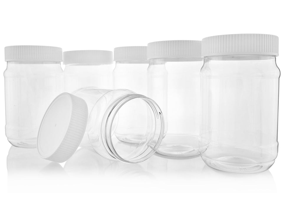 Pinnacle Mercantile plastic mason jar with clear body for pantry storage