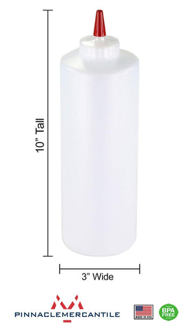 Pinnacle Mercantile 32oz dishwasher-safe squeeze bottle designed for daily kitchen use.