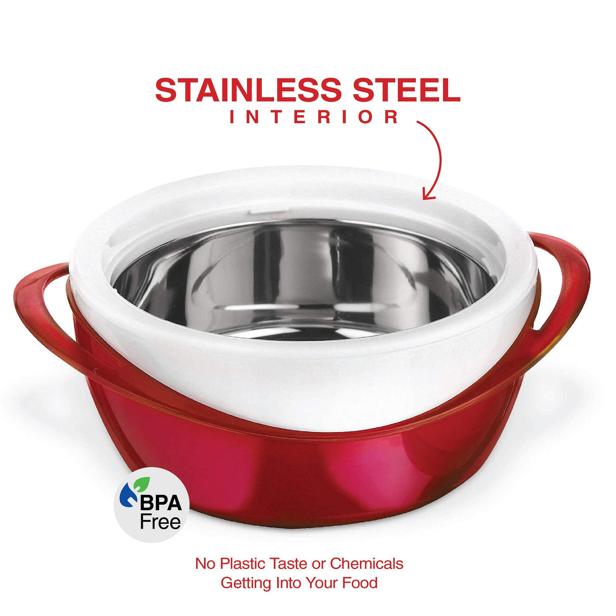 Pinnacle stainless steel hot food container ready for soups and salads.