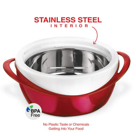 Pinnacle stainless steel hot food container ready for soups and salads.
