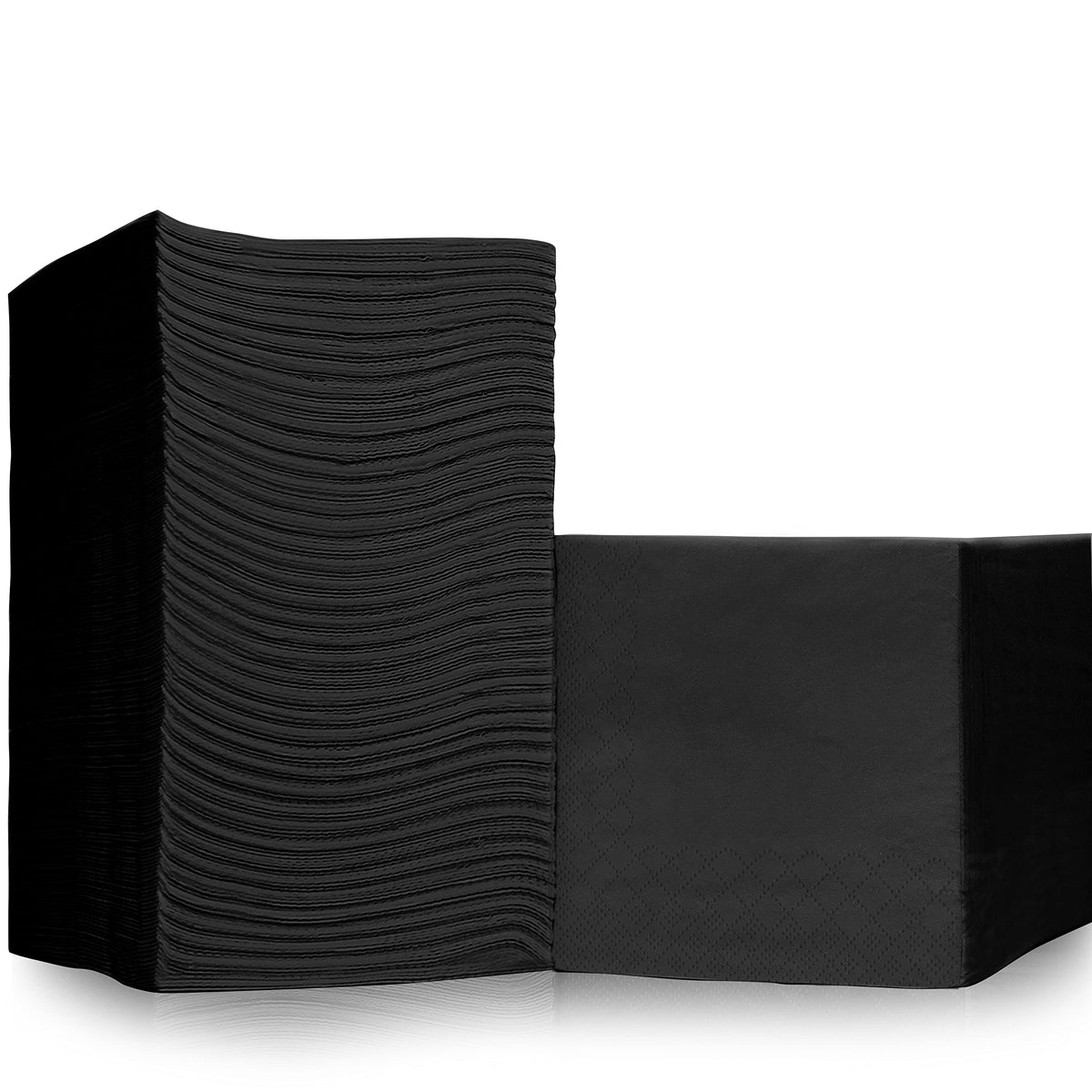 Pinnacle Supply black 500-pack cocktail napkins absorb condensation effectively.