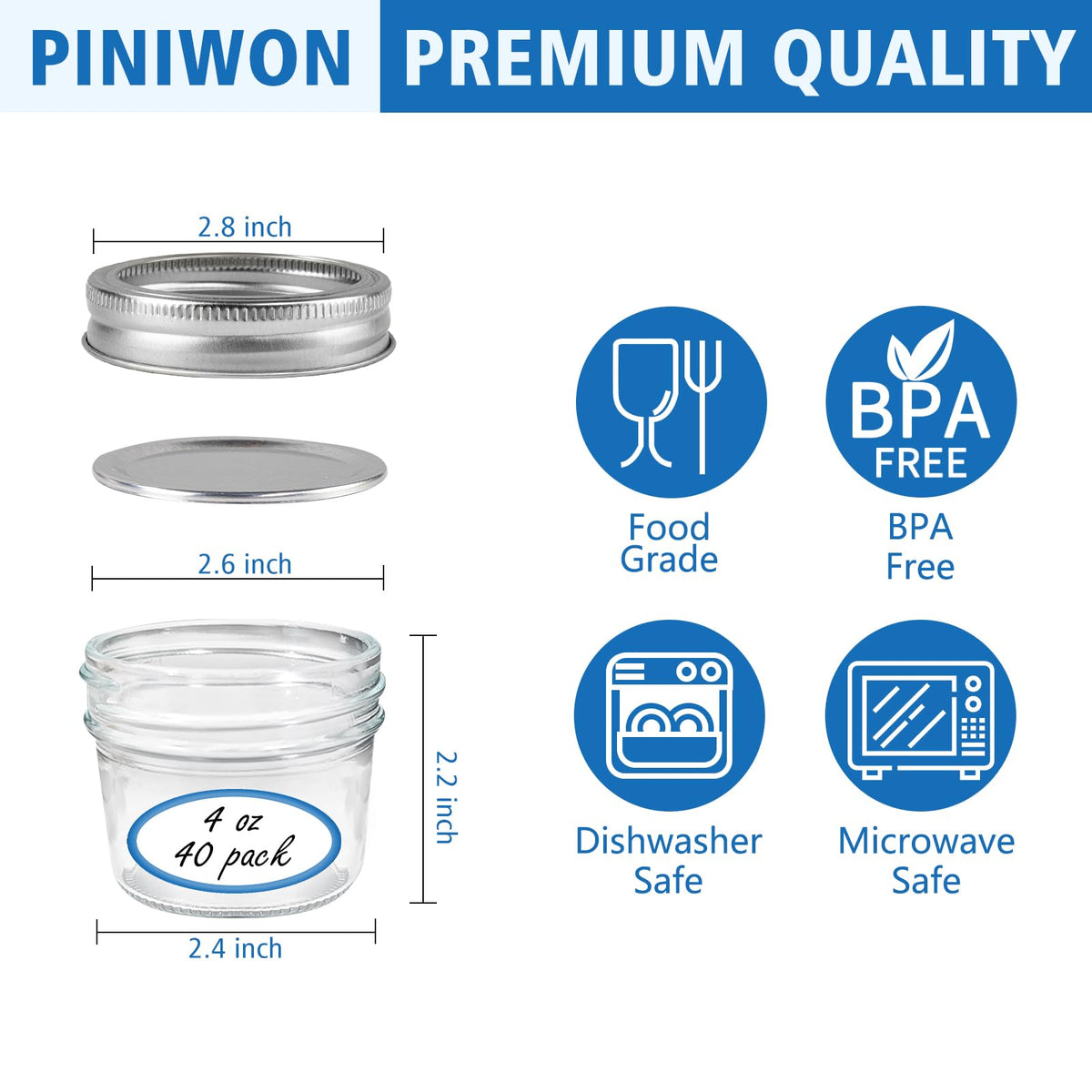 PINIWON jar closeup highlights clear glass for content visibility.