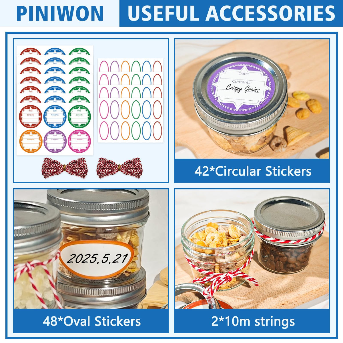 PINIWON wedding favor jars ready for elegant candy or spice gifts.