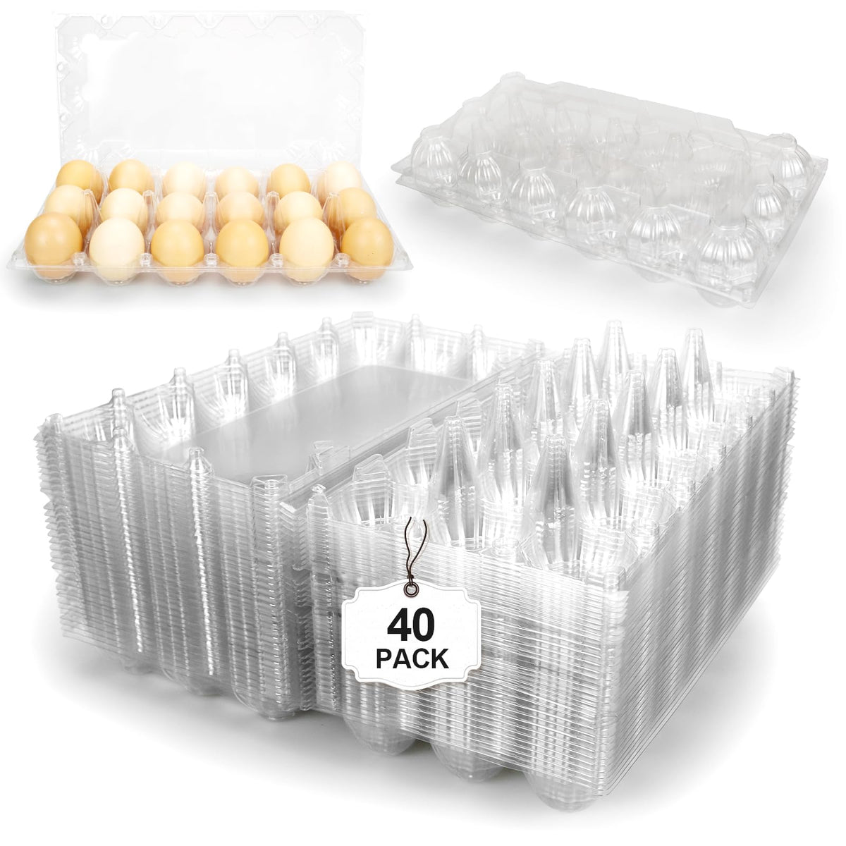 Pintuson 40-pack egg cartons on display, showcasing eggs for farmers markets.