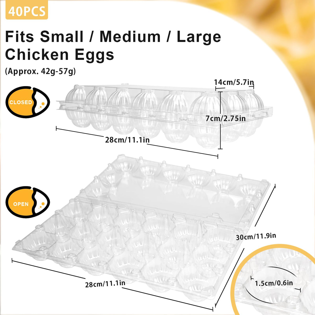 Pintuson clear PET egg carton lid allows inspection of freshness.