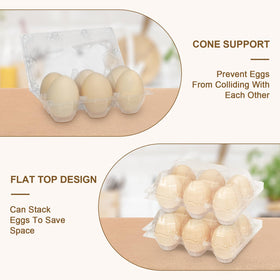 Lightweight yet durable plastic carton protects eggs during transport.