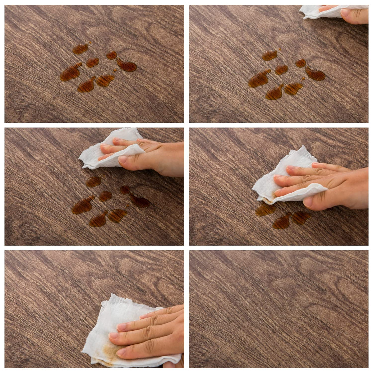 Pioggia easy-clean tablecloth being wiped clean after a meal.