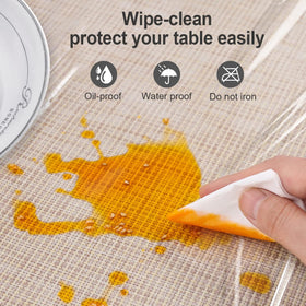 Pioggia flannel-backed protector prevents slipping and wrinkling.