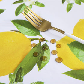 Pioggia tablecloth easy-clean surface suggests quick wipe after spills