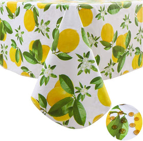Pioggia tablecloth lemon rectangle top view shows vibrant color for dining
