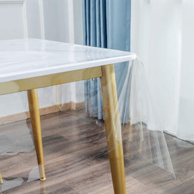 Pioggia clear tablecloth protector rectangle closeup highlights waterproof and oil-proof surface.