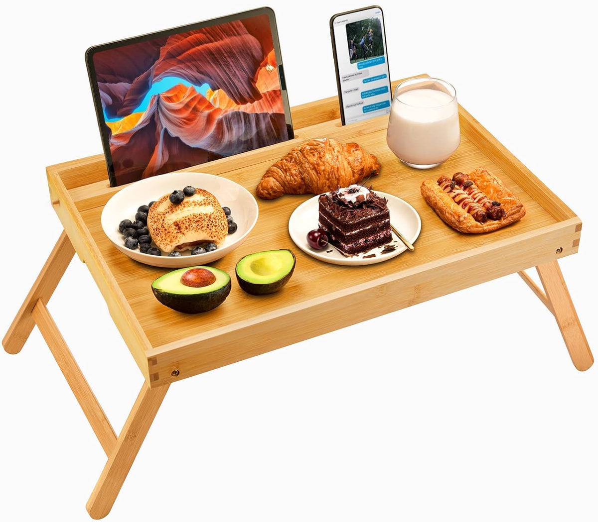Pipishell bamboo bed tray for breakfast in bed with stable surface