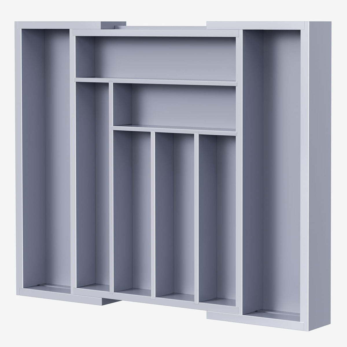 Pipishell bamboo expandable drawer organizer stores utensils neatly in wide drawers.
