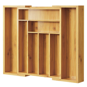 Pipishell bamboo expandable silverware drawer organizer in-drawer view keeps utensils neatly separated and accessible