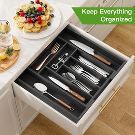 Pipishell bamboo wood drawer dividers add elegant organization to the kitchen