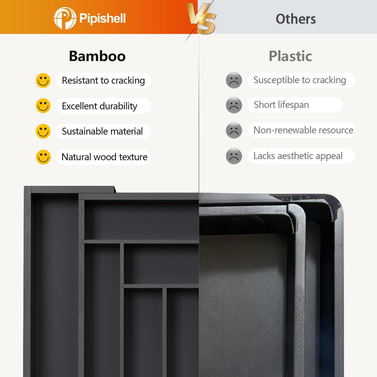 Pipishell multipurpose organizer stores kitchen tools and small items.