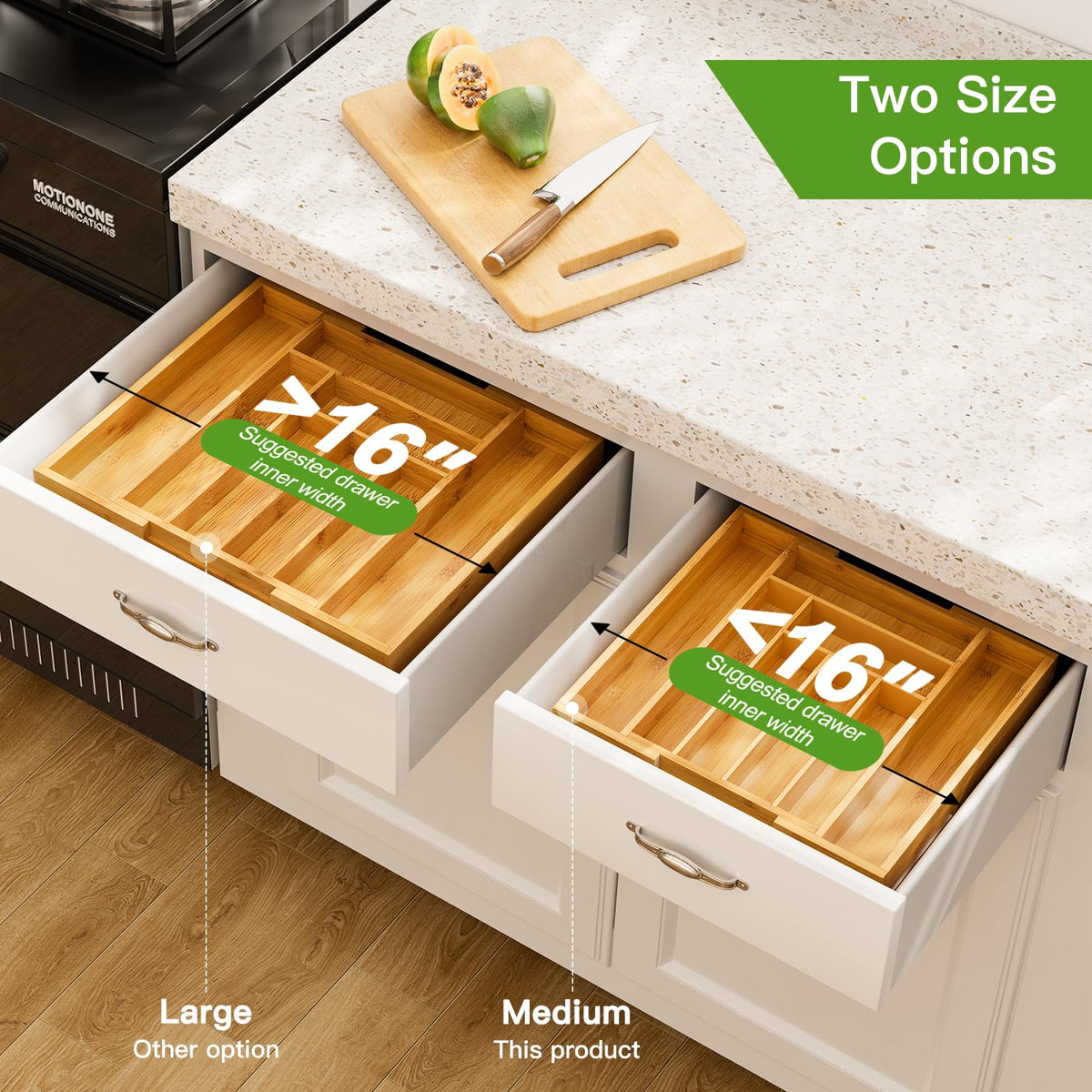 Pipishell silverware organizer showing segmented compartments for organization.