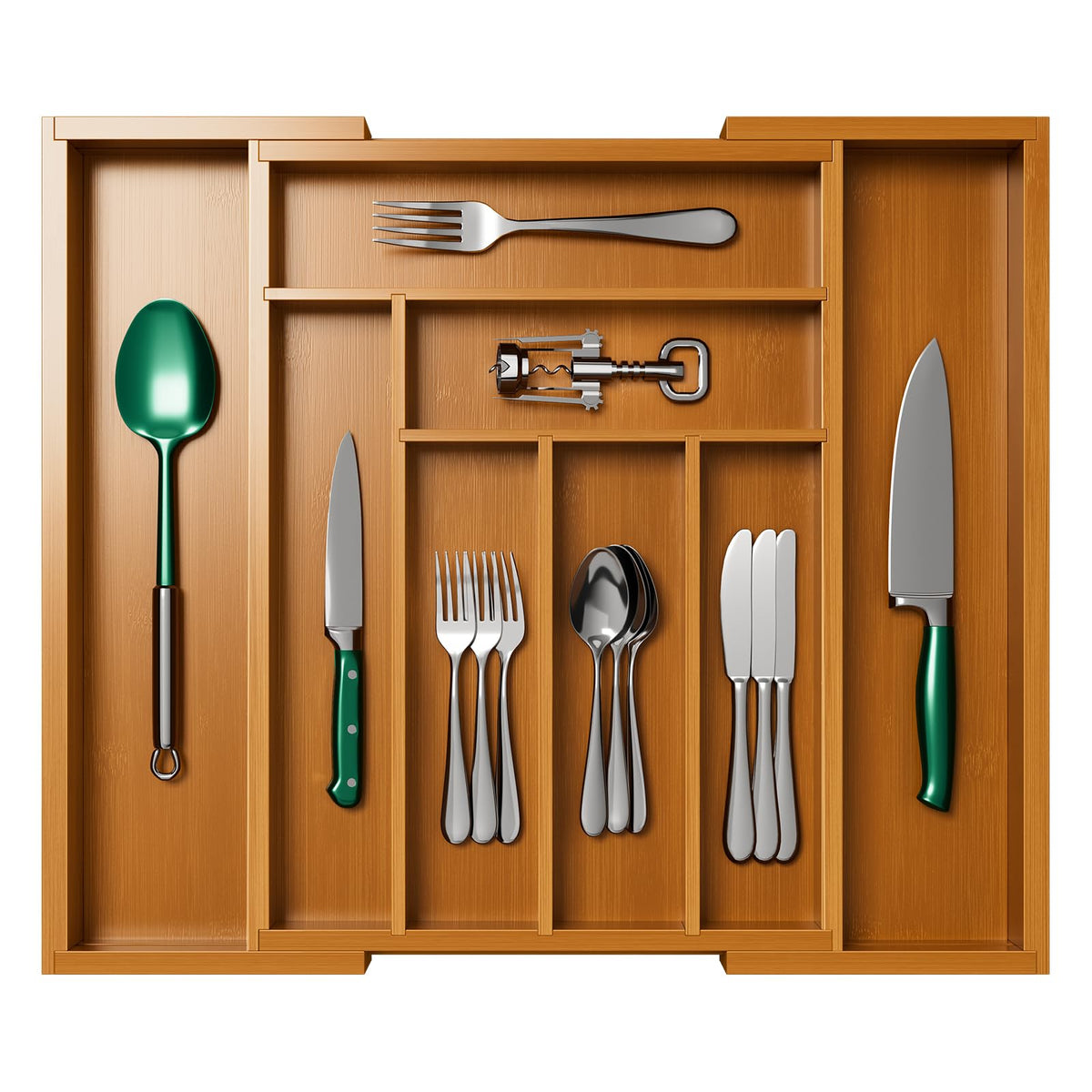 Pipishell kitchen drawer with expandability saves space.