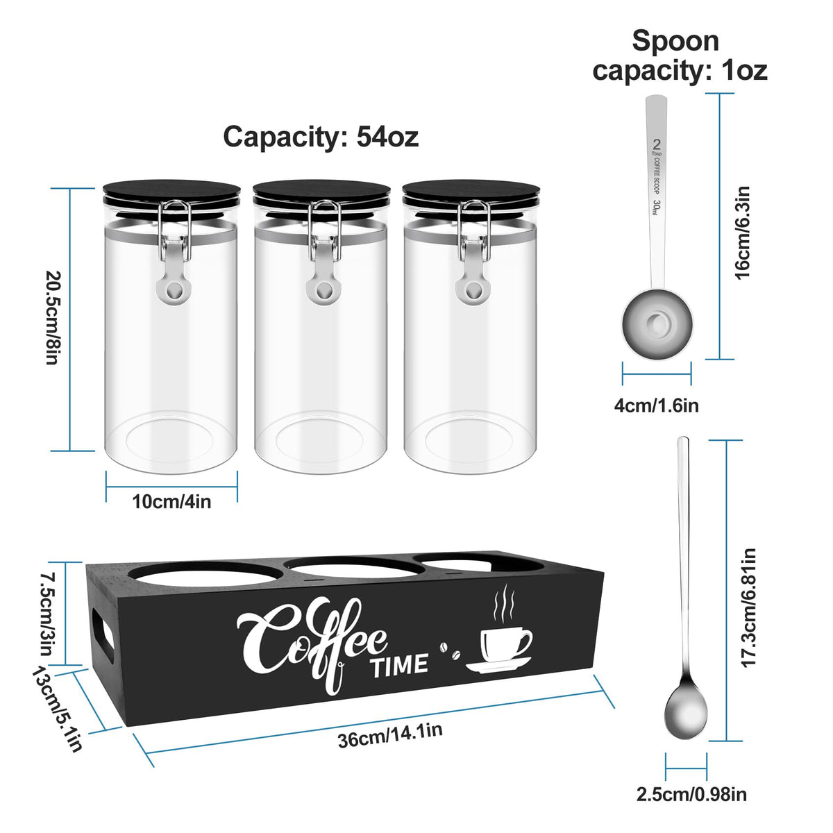 PIQUATOOL 54oz glass jars show content clearly while preserving aroma