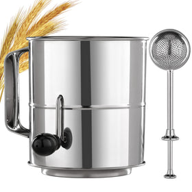 PIQUEBAR flour sifter with five-cup capacity for rapid, even flour sifting