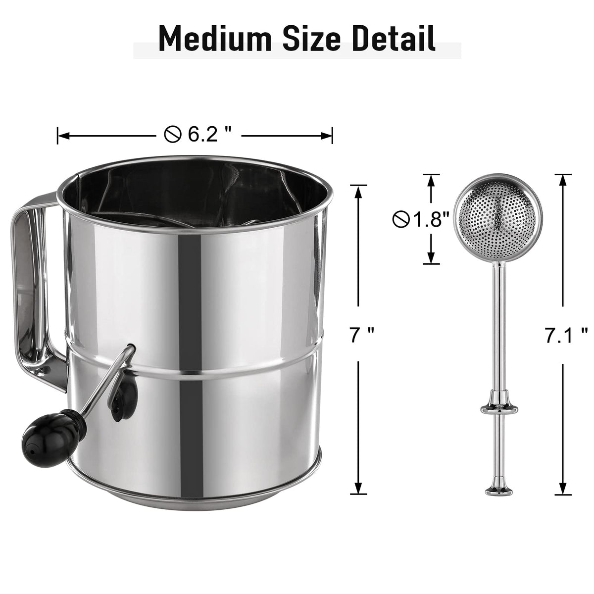 PIQUEBAR flour sifter hand crank in action for easy operation
