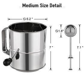 PIQUEBAR flour sifter hand crank in action for easy operation