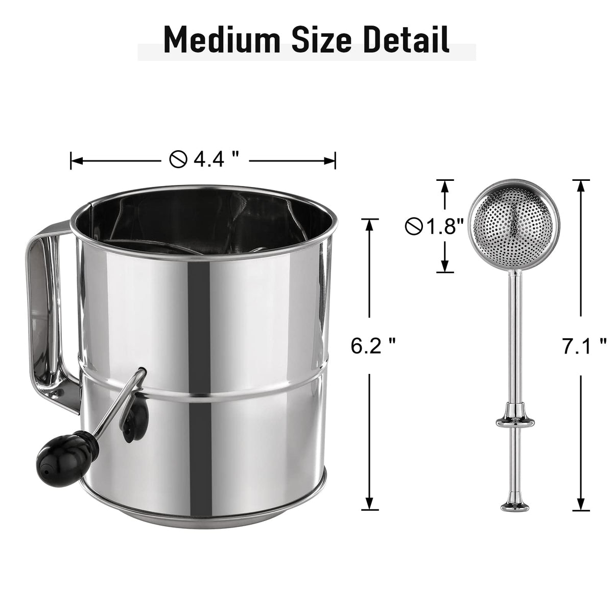 PIQUEBAR hand crank sifter offers easy operation and consistent results