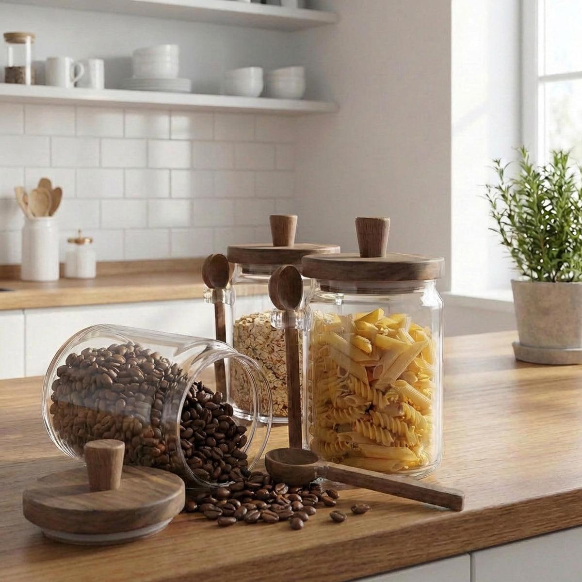 Piscepio clear glass jar interior view reveals contents at a glance