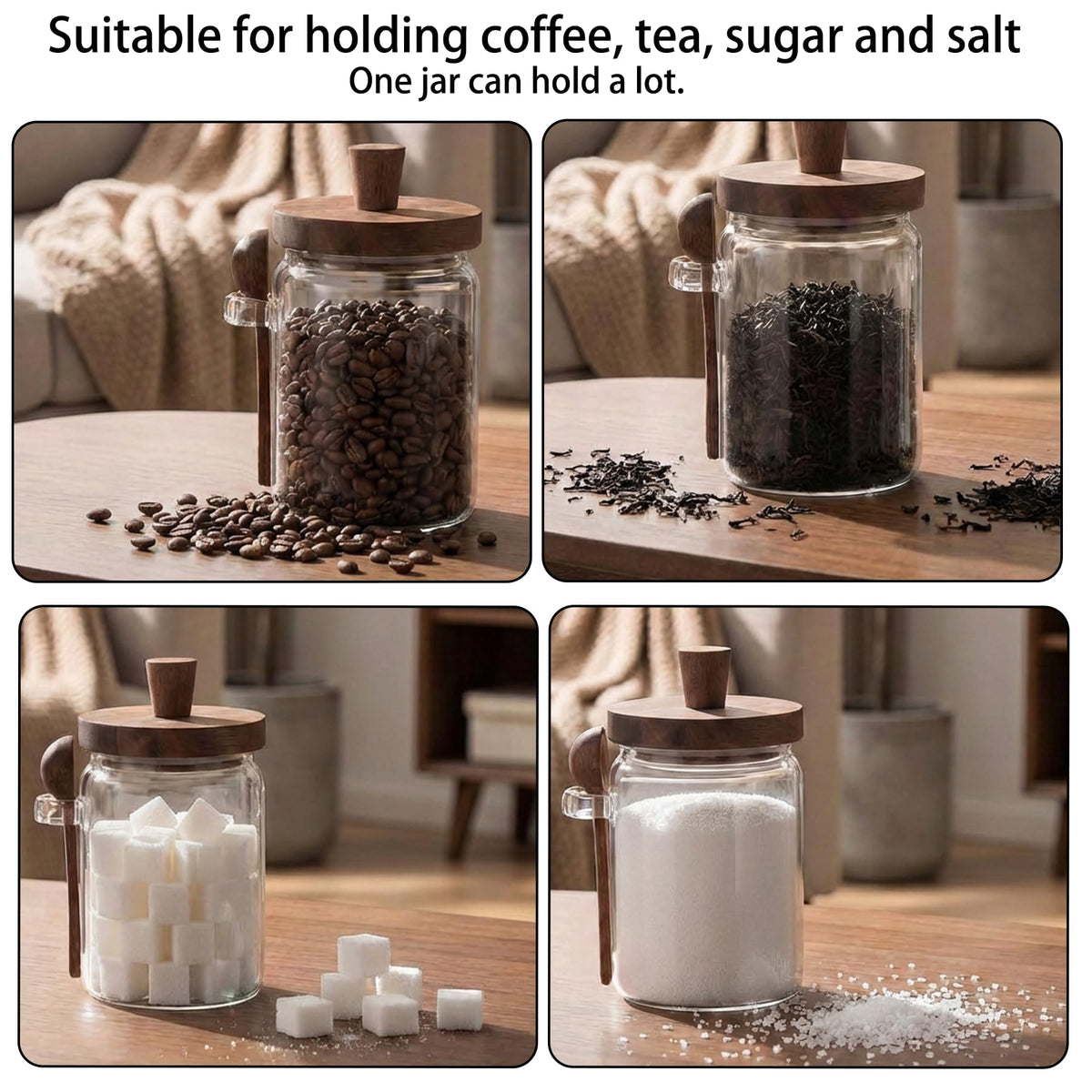 Piscepio glass jar spoon hole closeup highlights convenient self scooping feature