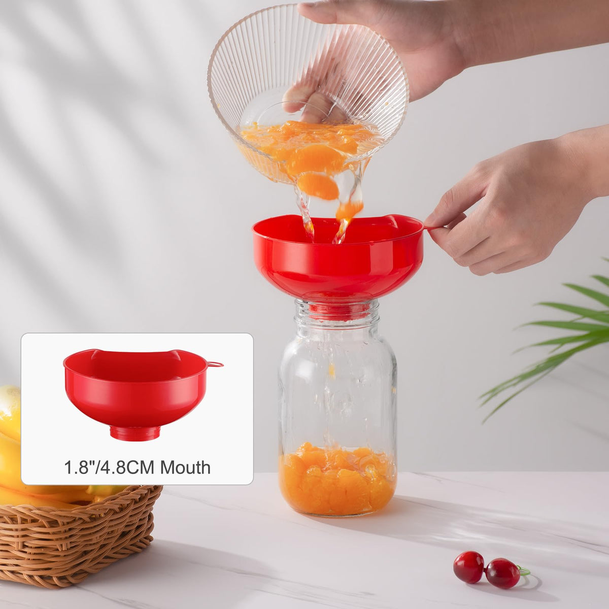 Pisol four-mouth-size funnel accommodates canning, bottles, and more for versatile filling