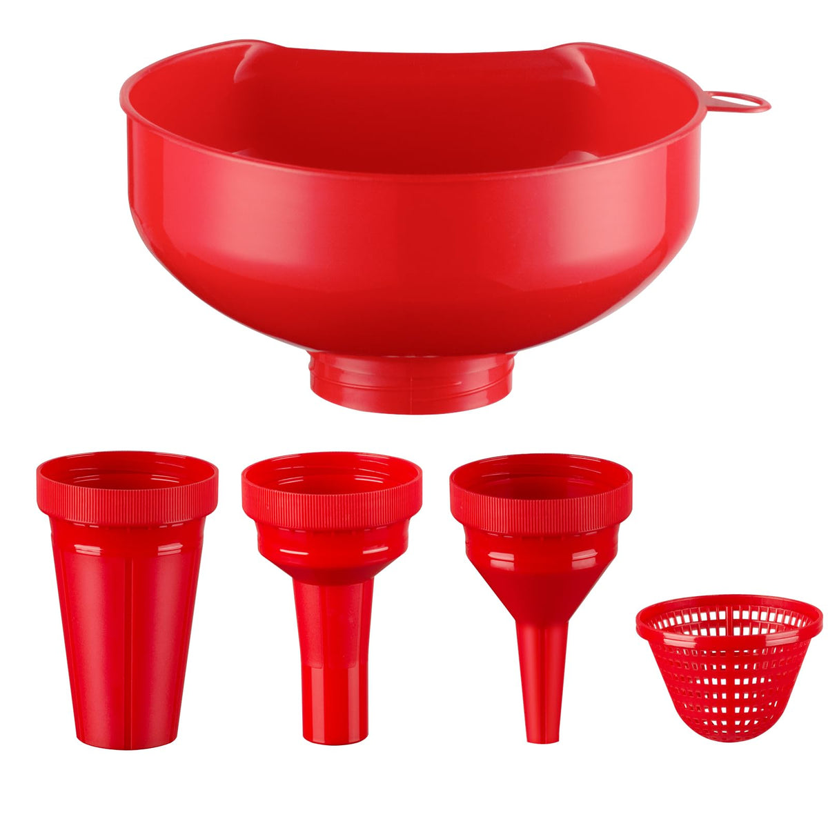 Pisol wide-mouth funnel with rotating spout for spill-free pouring in kitchen tasks