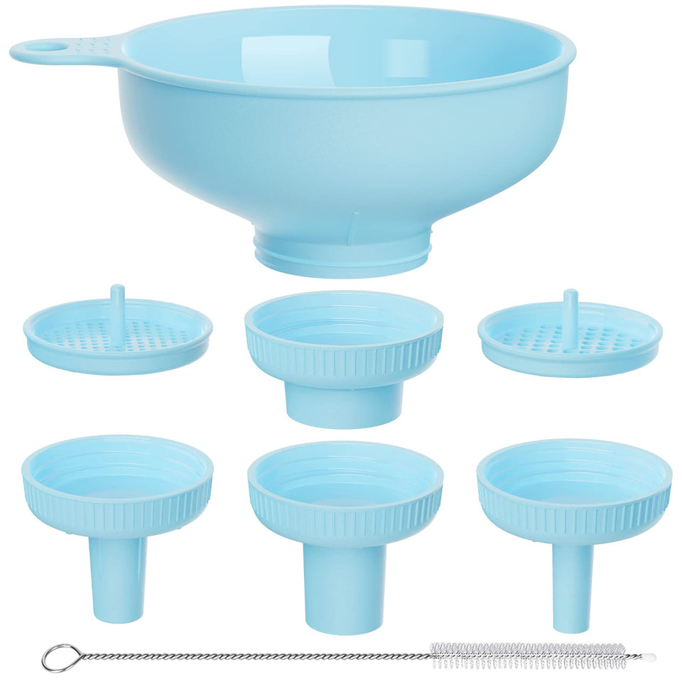 Pisol wide mouth funnel set shown as a complete kit for versatile kitchen transfers.