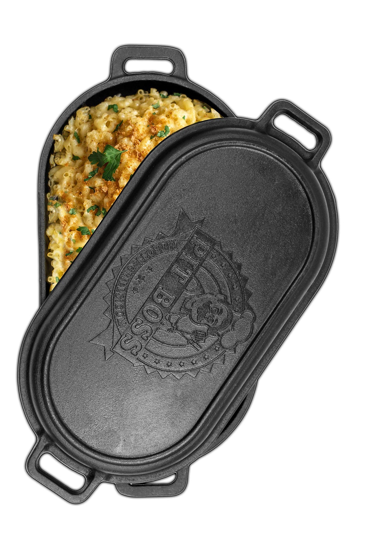 Pit Boss oven-safe roaster ready for oven, grill, or campfire cooking.