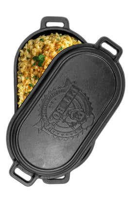Pit Boss oven-safe roaster ready for oven, grill, or campfire cooking.