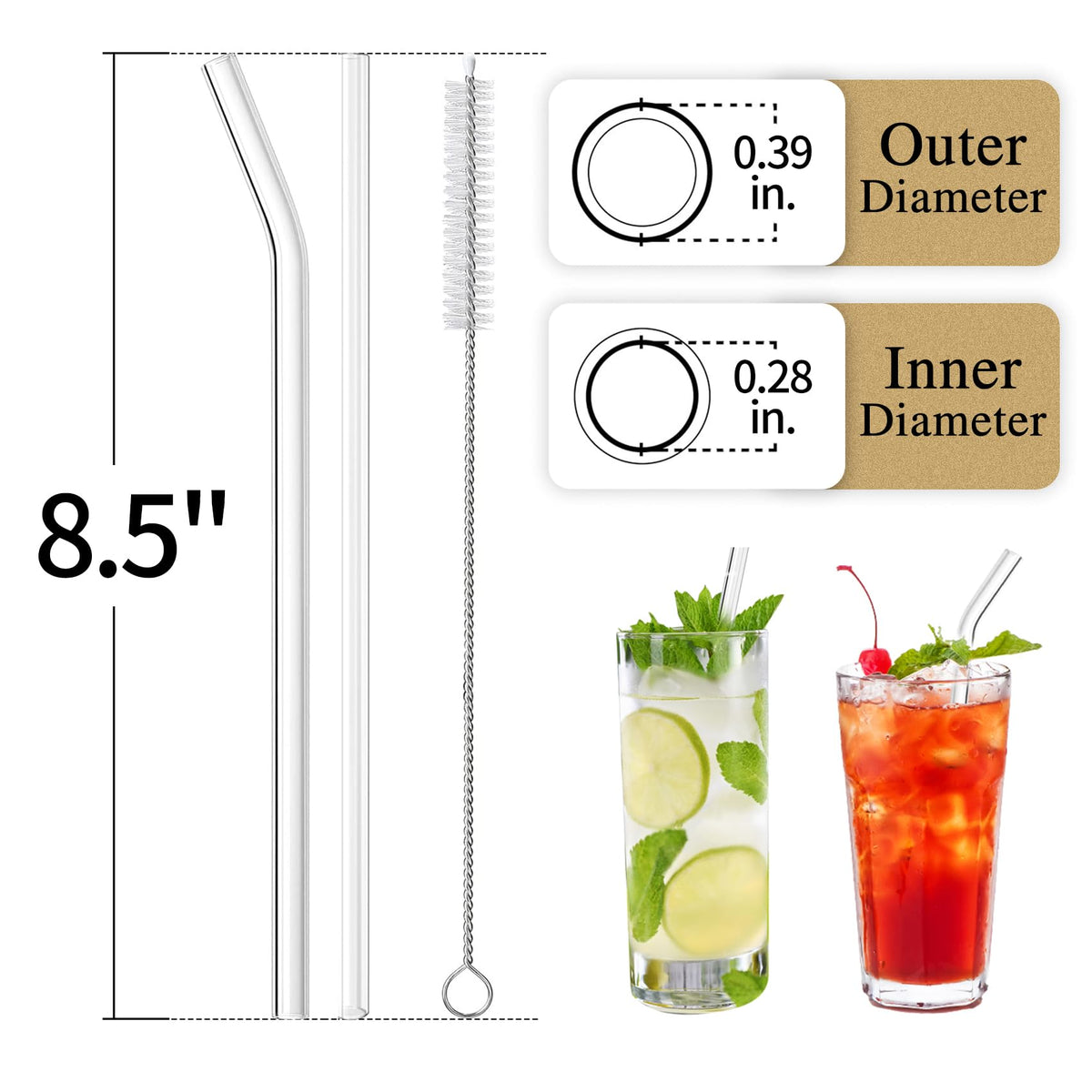 Piteno rainbow glass straw bent 8.5 inches ideal for cocktails
