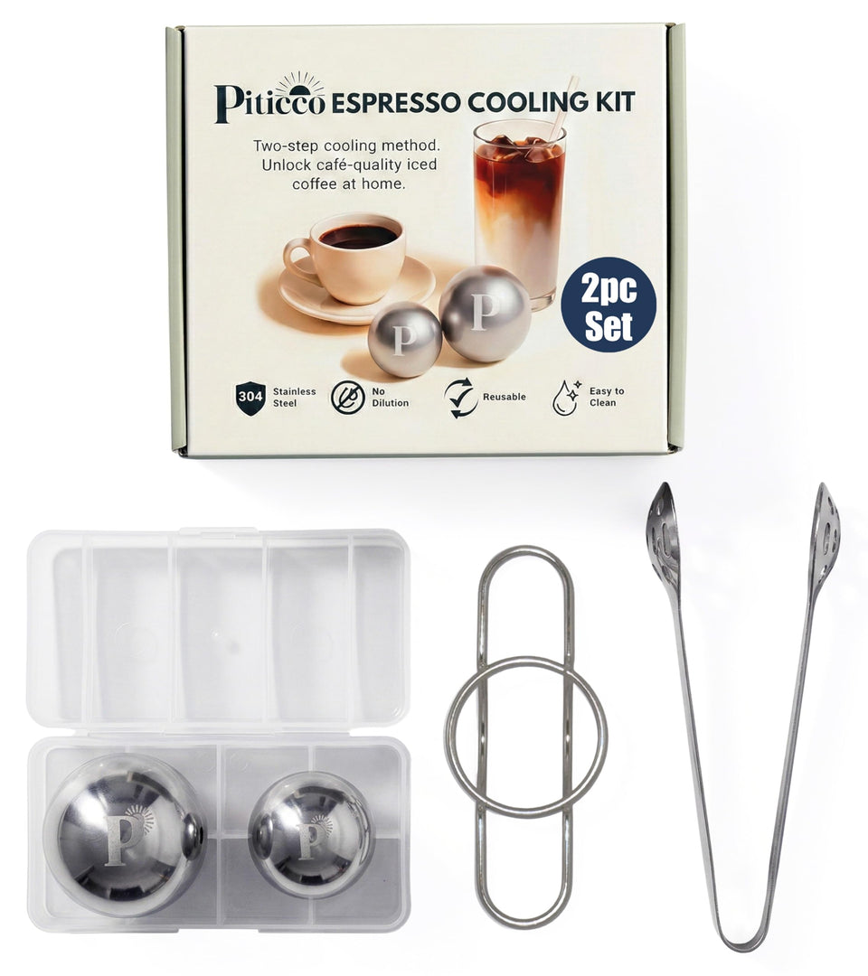 Piticco espresso cooling ball 40mm in holder delivers smoother iced coffee