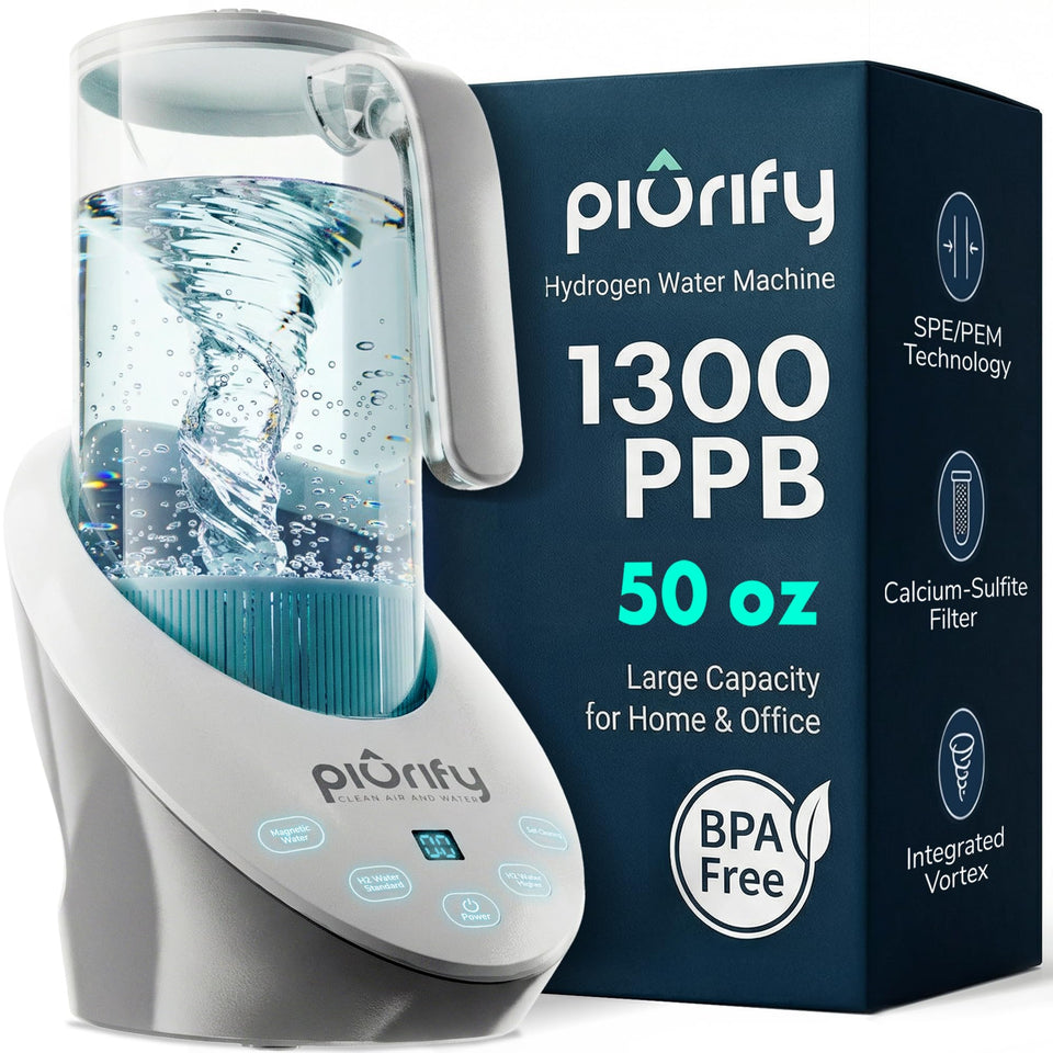 PIURIFY 3-in-1 hydrogen water pitcher top view for family daily hydration
