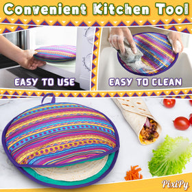 PixiPy tortilla warmer pouch keeps wraps, pita, and naan warm.